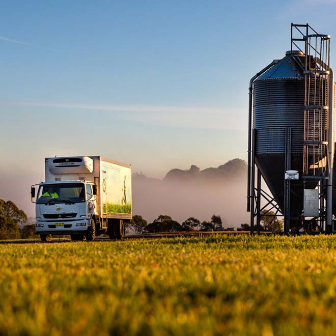 Truck driving into the farm